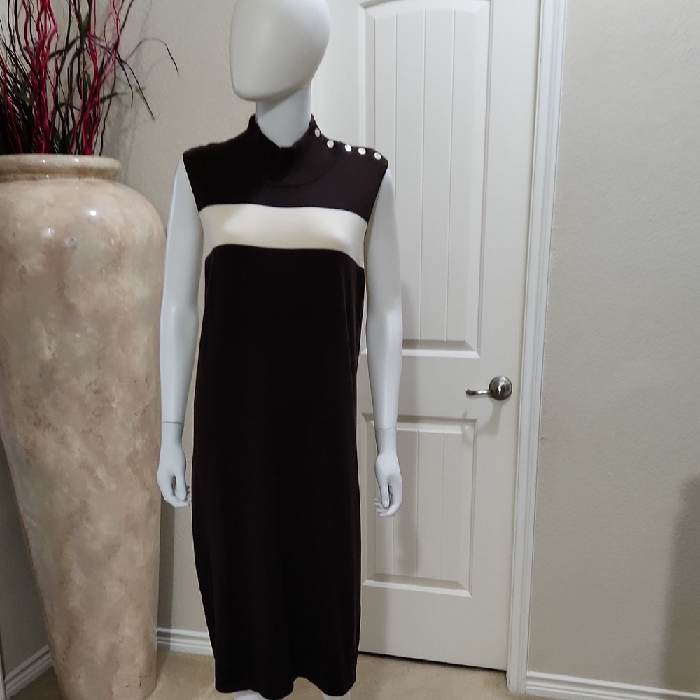 Ralph Lauren Brown & Cream Sleeveless Dress